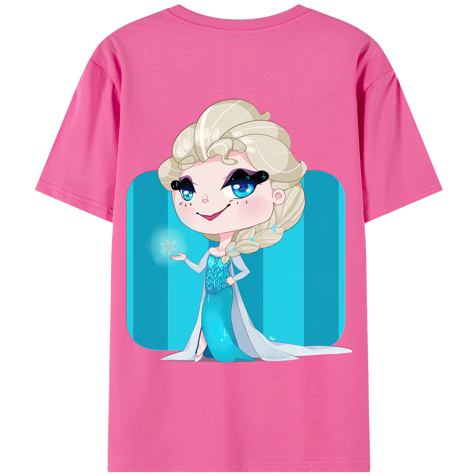 （画像用） アナと雪の女王 アンナ エルサ Frozen Anna Elsa レディース半袖Tシャツ(バックプリント)